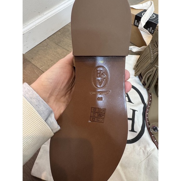 Ash Paquito Sandals Womens Size 8.5 Beige Fringe Gladiator Leather Studded Zip - Picture 4 of 14